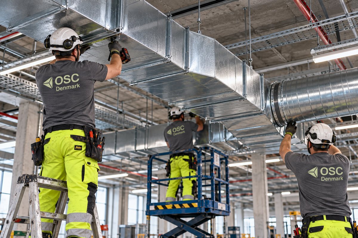 Ventilationsmontage i industrihal
